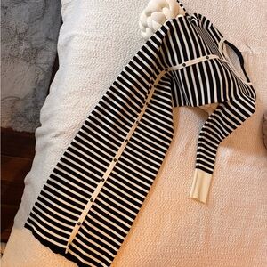 Zara Black and White Striped Cardigan